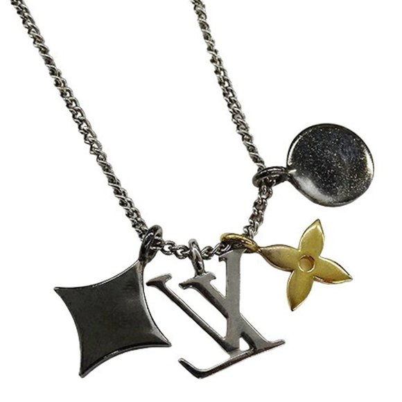 LOUIS VUITTON Necklace Men's Brand Pendant LV Instinct Silver Gold M00521 RM0222 - Picture 3 of 9